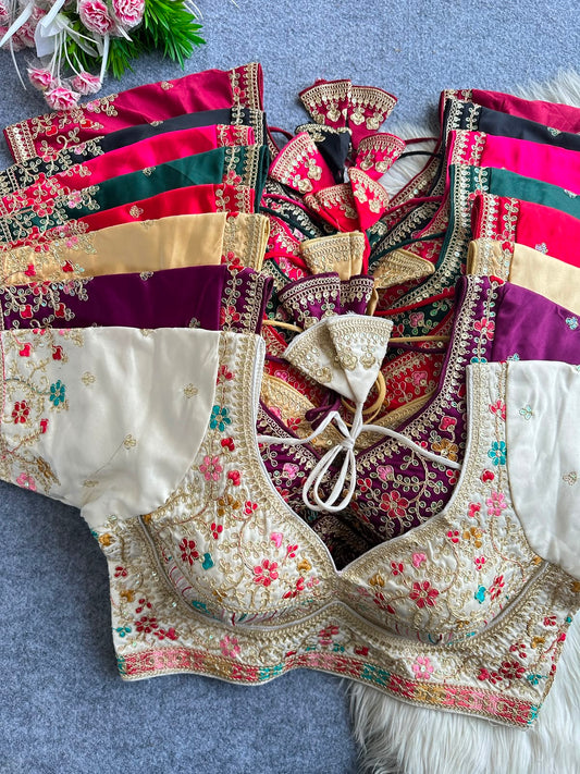 Heavy Embroidery Work ready made blouse