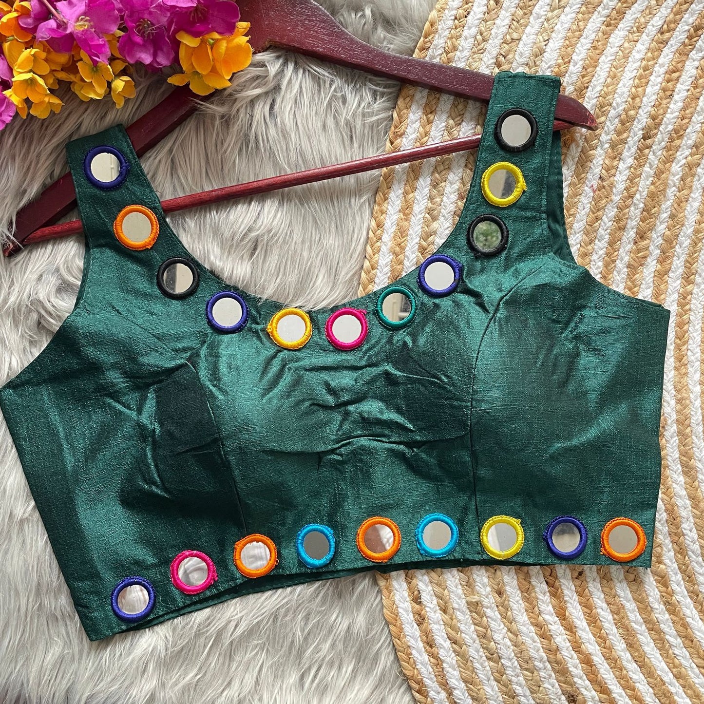 Heavy Real Mirror Work ready made blouse