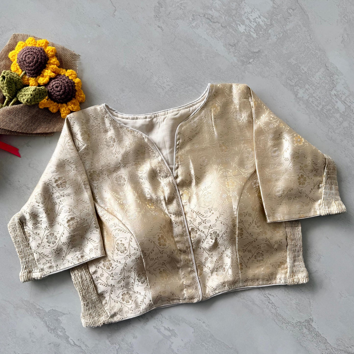 A beauty of weaving work all over ready made blouse