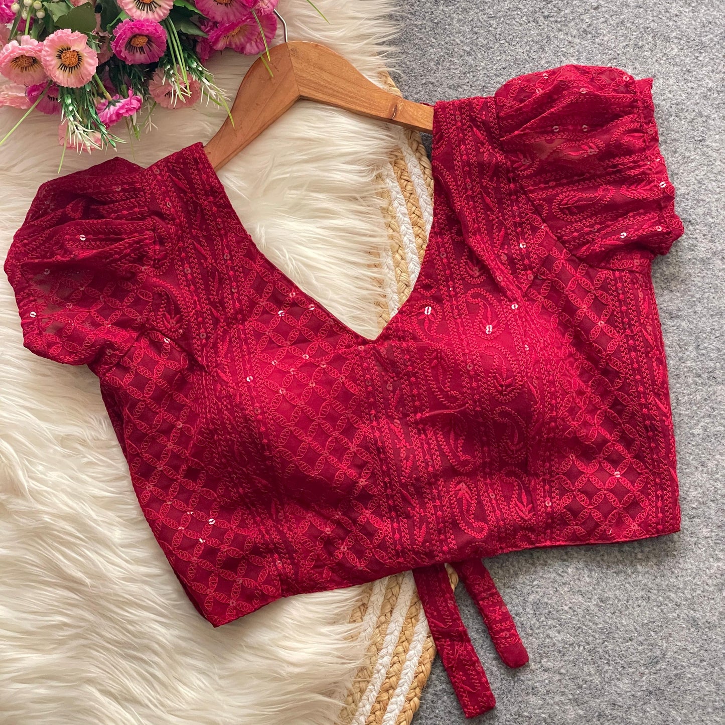 Georgette sipply with puff sleeve ready made blouse