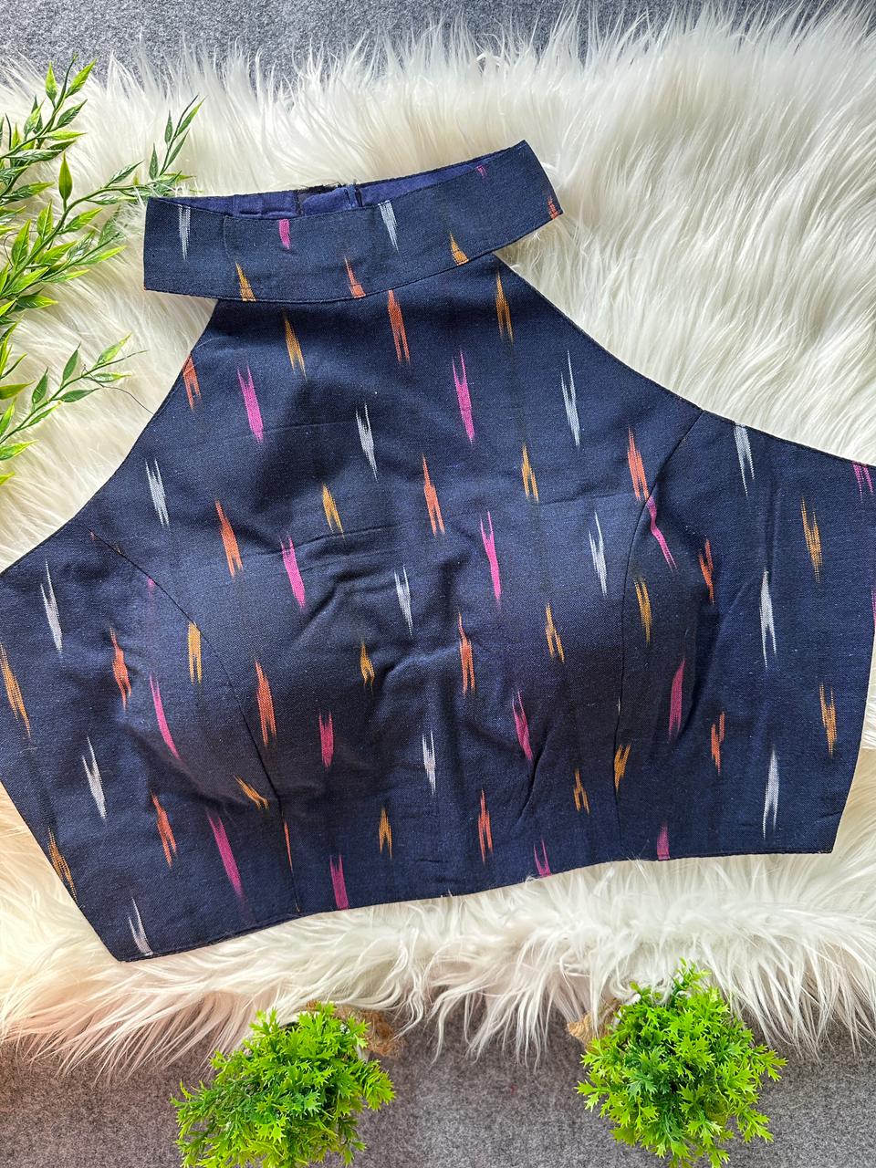 Premium ikkat cotton ready made blouse