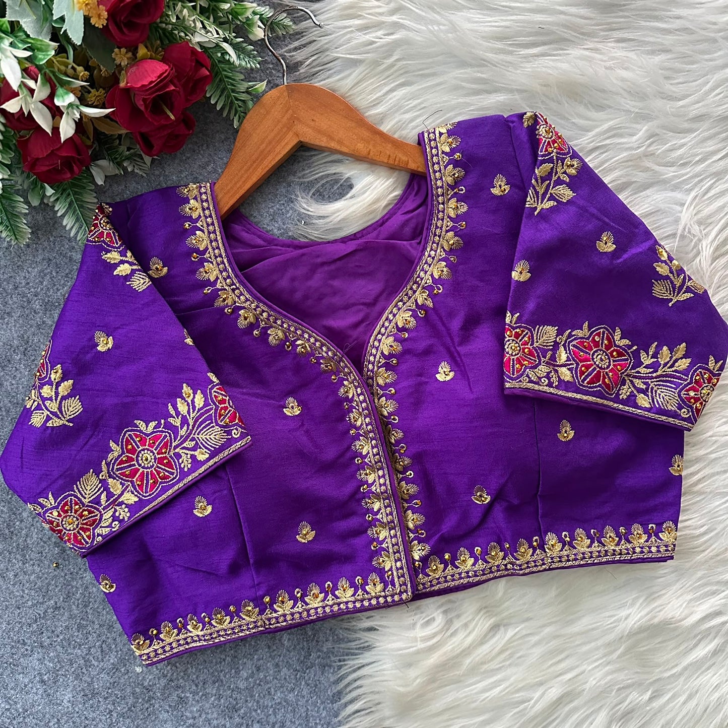 Heavy Embroidery Work ready made blouse