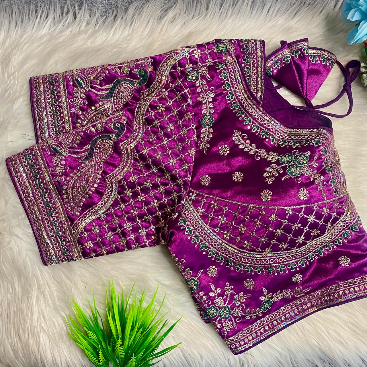 Heavy Embroidery Work ready made blouse