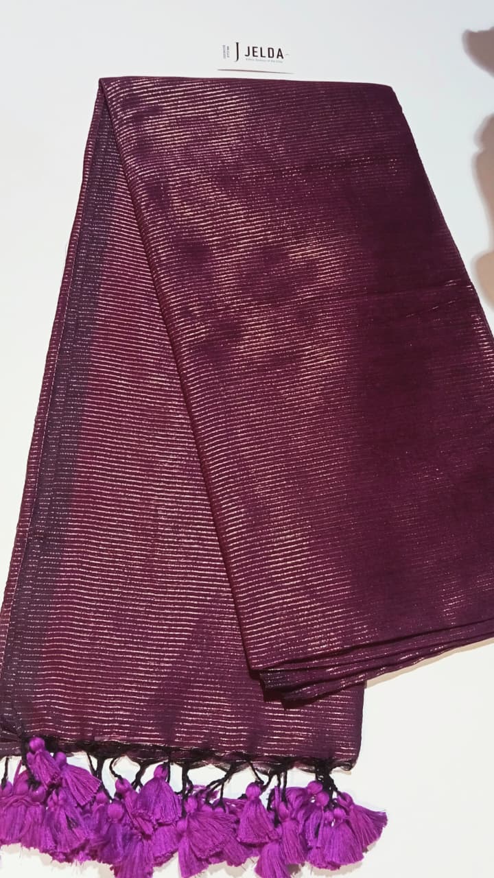 Handloom Tissue Mul Series: Metallic Stripes & Handcrafted Tassels