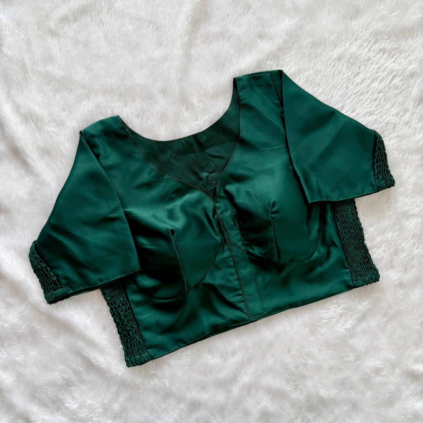 Soft silk fabric with elastic attach for better fitting  ready made blouse