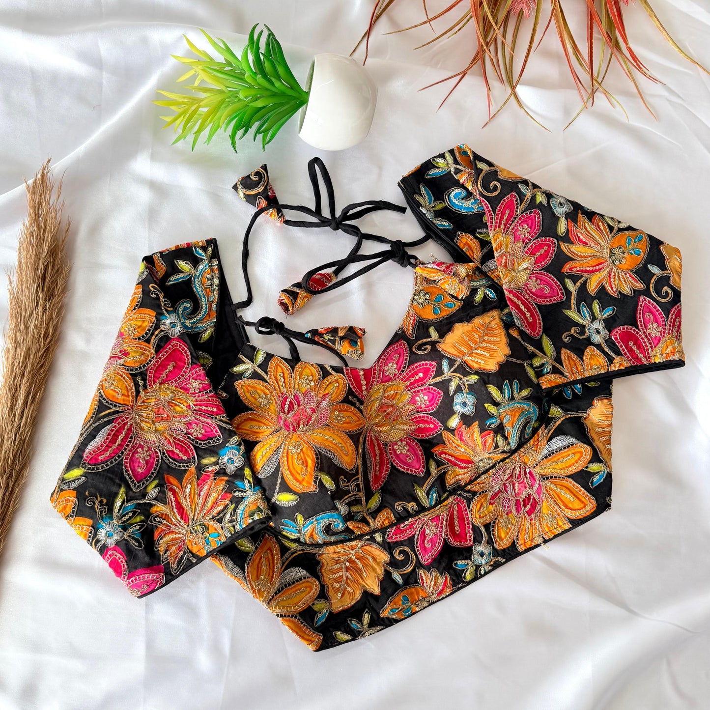 Beautiful flower print all over ready made blouse