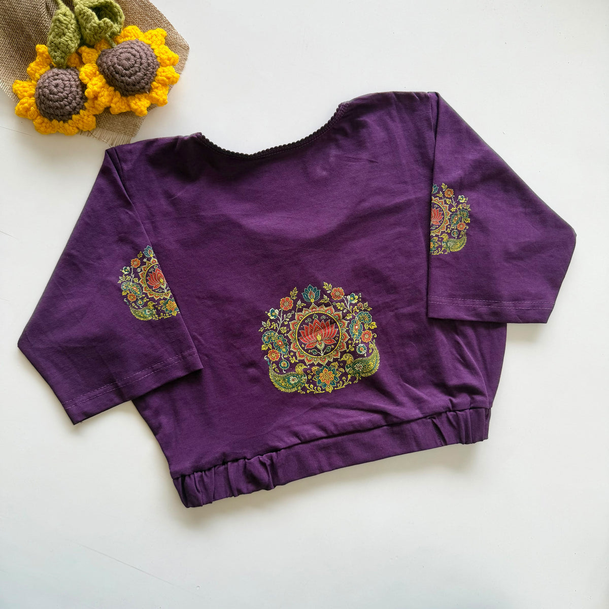 Beautiful block print with elastic ready made blouse