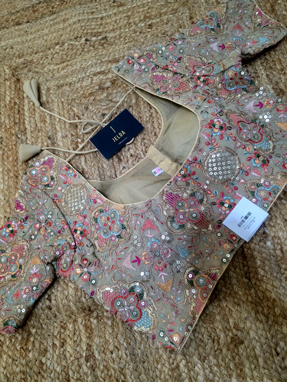 Beautiful Georgette fabric with multi colour embroidery work ready made blouse