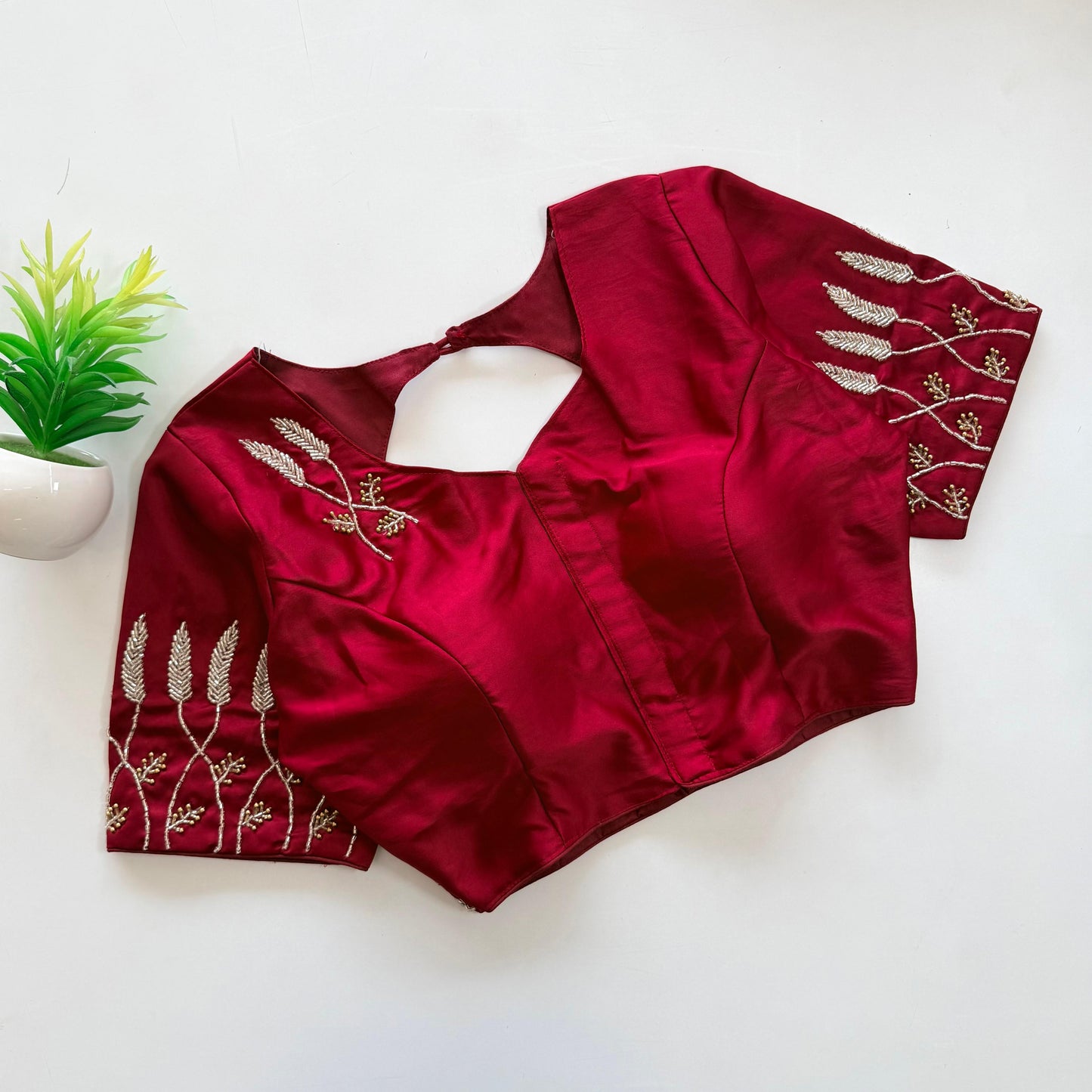 Beautiful handwork with pearl and kardana touch up all over ready made blouse