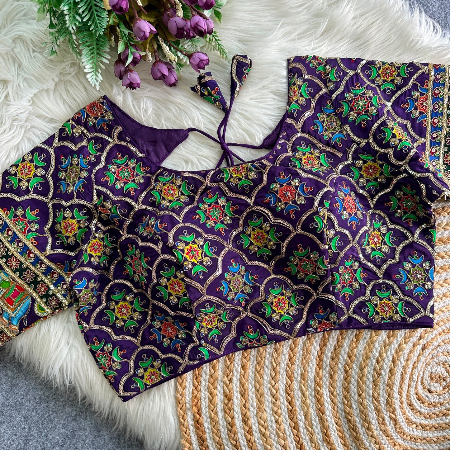 Ethnic presenting chinon heavy silk hit design ready made blouse