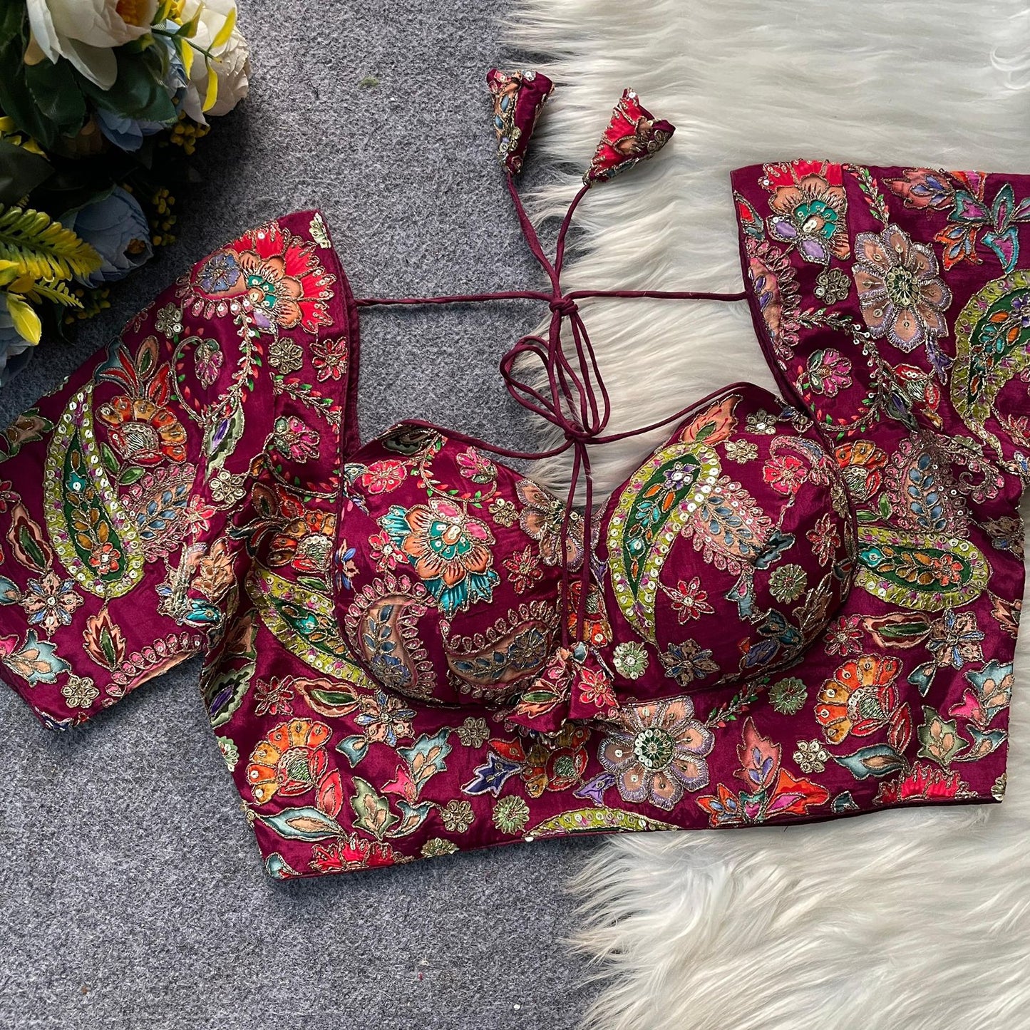 Heavy Pure Crepe ready made blouse