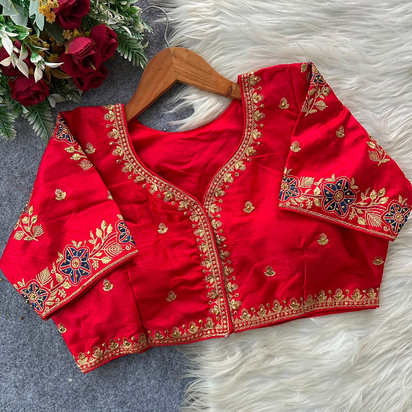 Heavy Embroidery Work ready made blouse