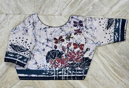 Pure silk batik boatneck ready made blouse