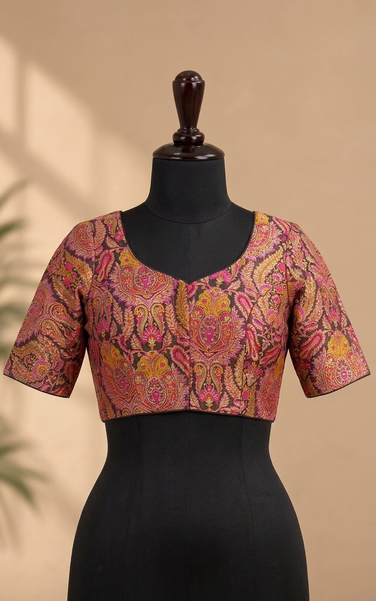 Kashmiri Jamawar Paisley Designer ready made blouse