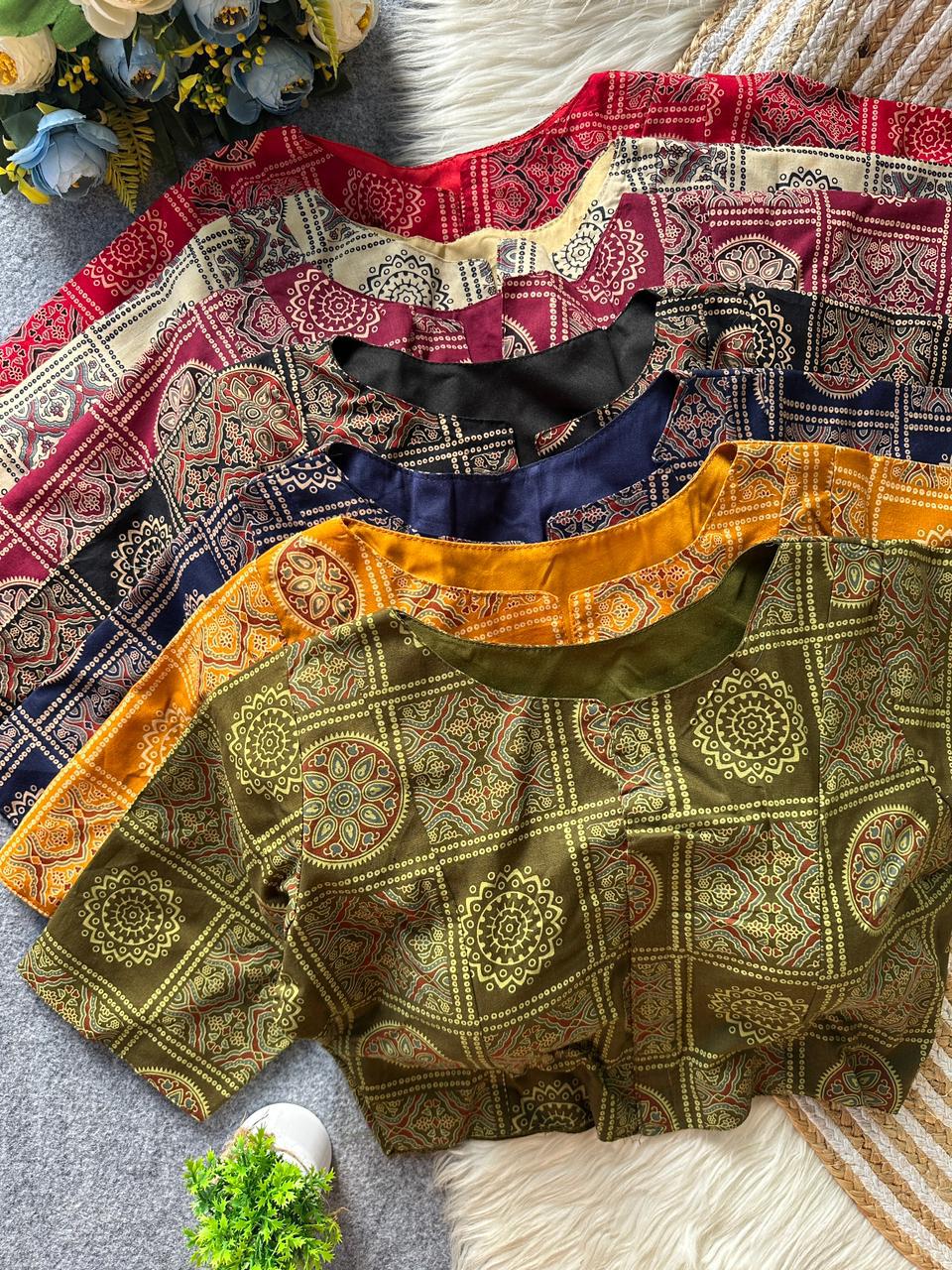 Ajrakh Cotton ready made blouse