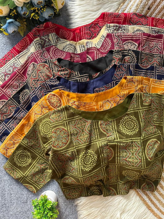 Ajrakh Cotton ready made blouse