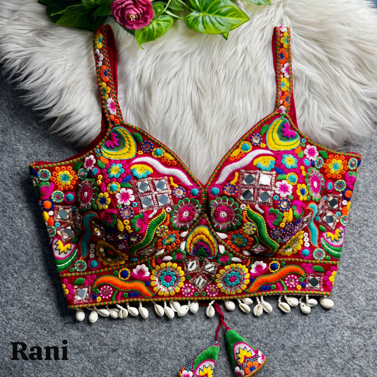 Heavy Real Mirror + Thread & Work ready made blouse