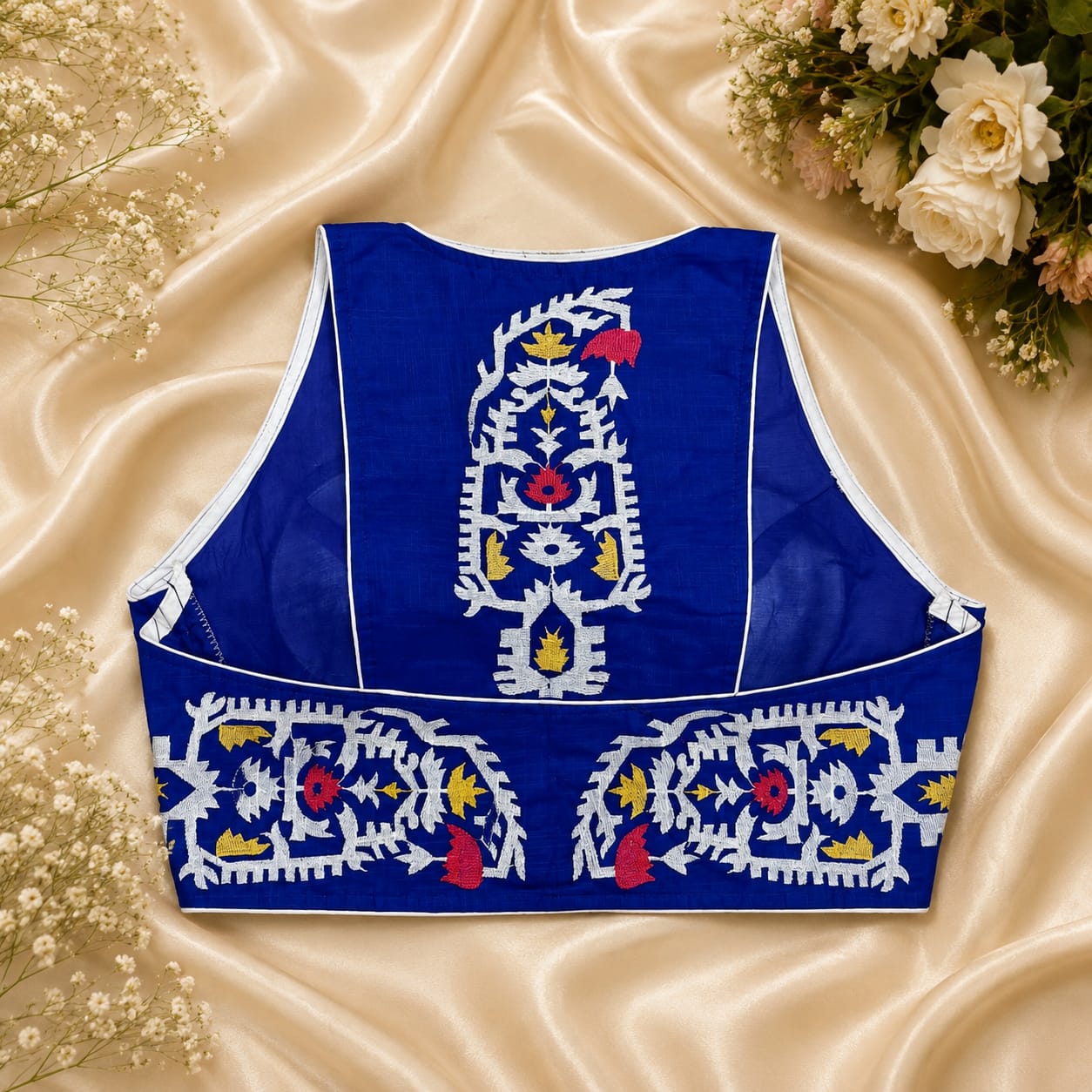 New cotton halter thread embroidery ready made blouse