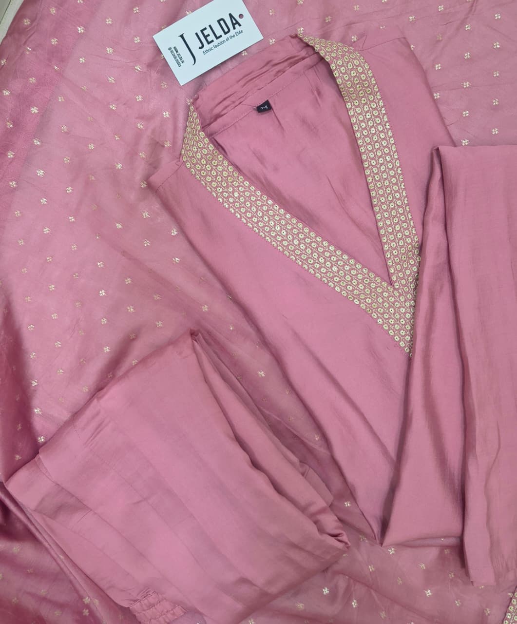 Exclusive pearl work with collar salwar suit