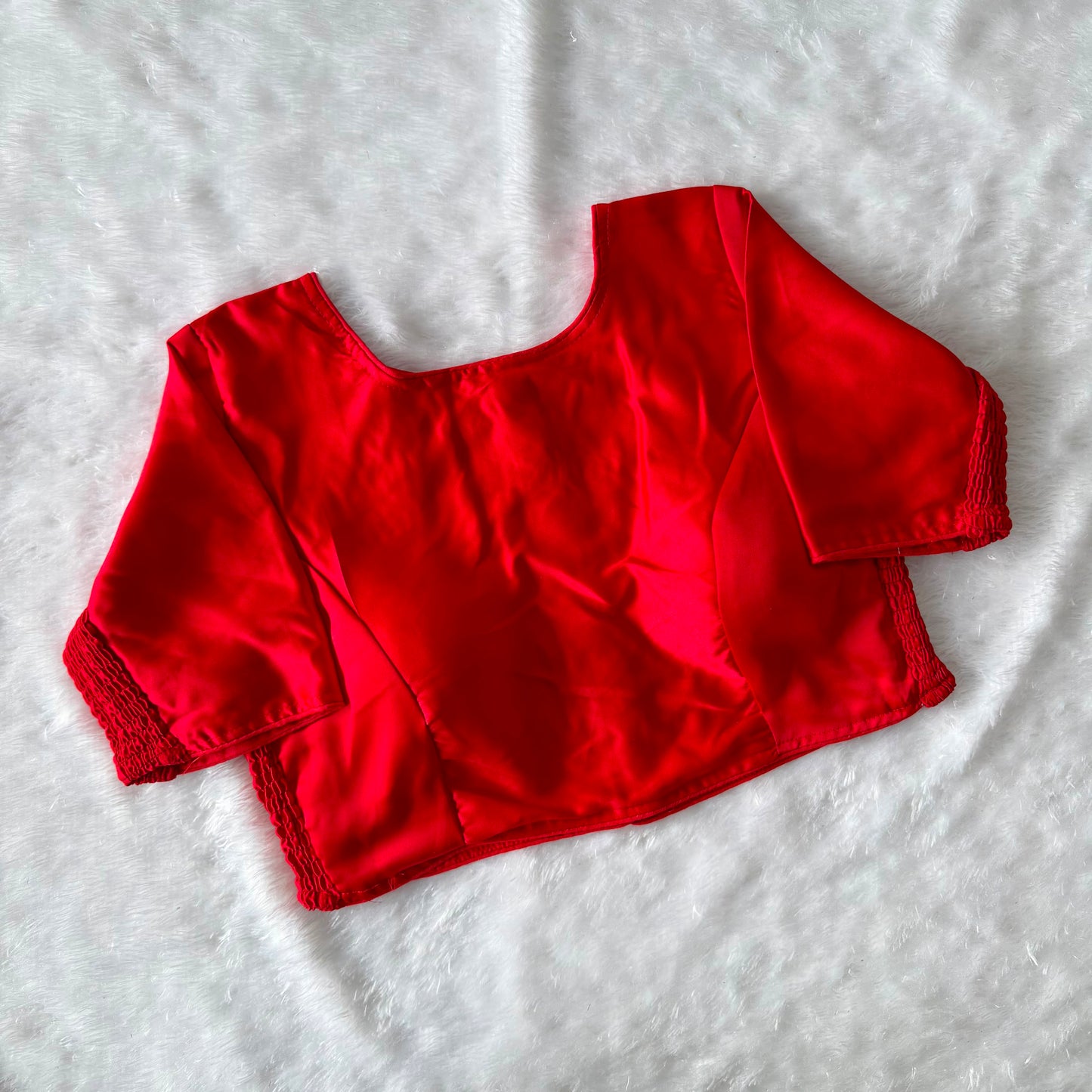 Soft silk fabric with elastic attach for better fitting ready made blouse