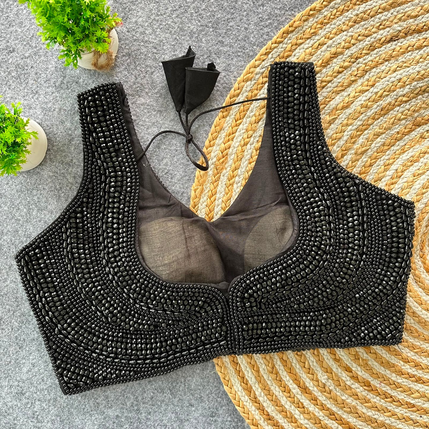 Presenting beautiful handcrafted pearl work ready made blouse