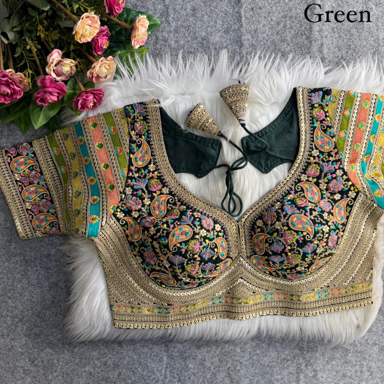 Beautiful Antique Viscose Thread Work ready made blouse