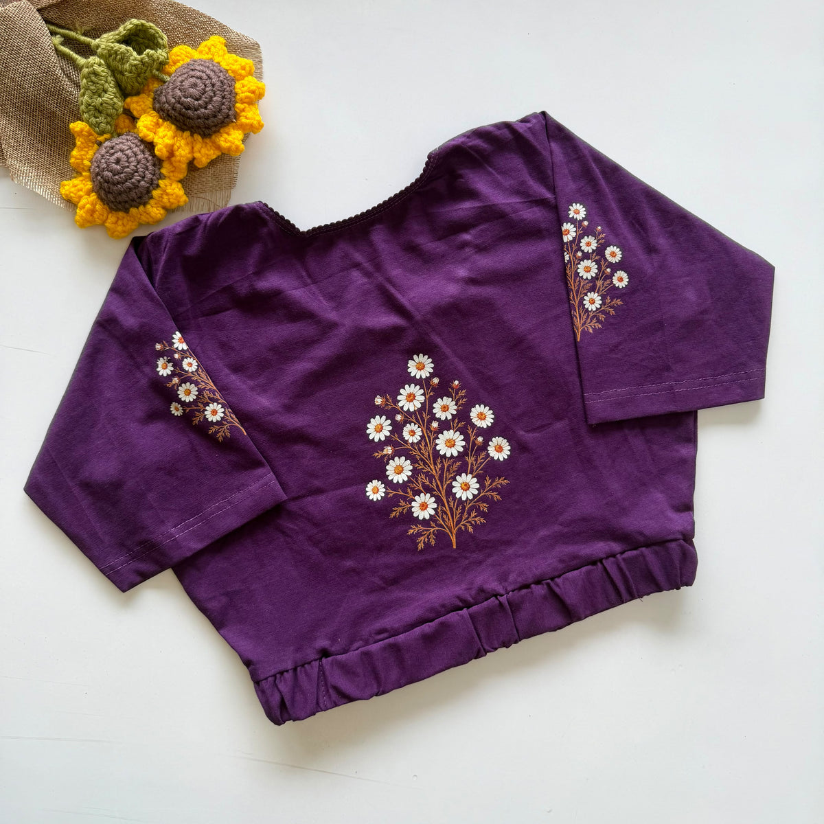 Beautiful block print with elastic ready made blouse