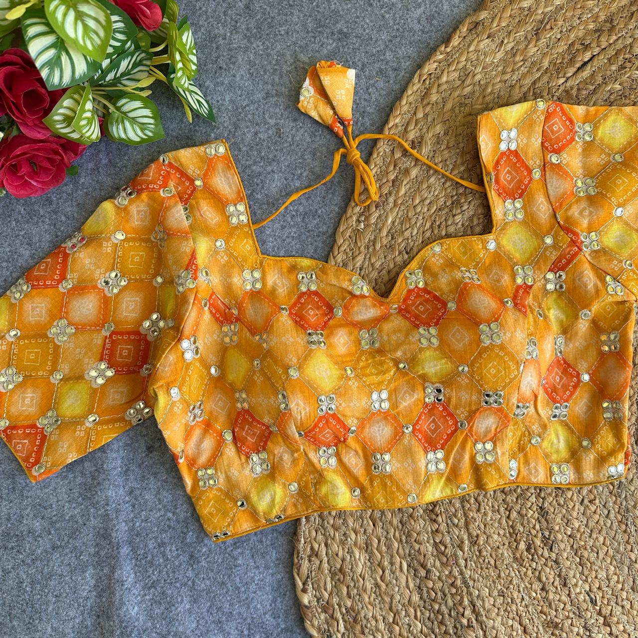 Sweet heart neck heavy position work ready made blouse