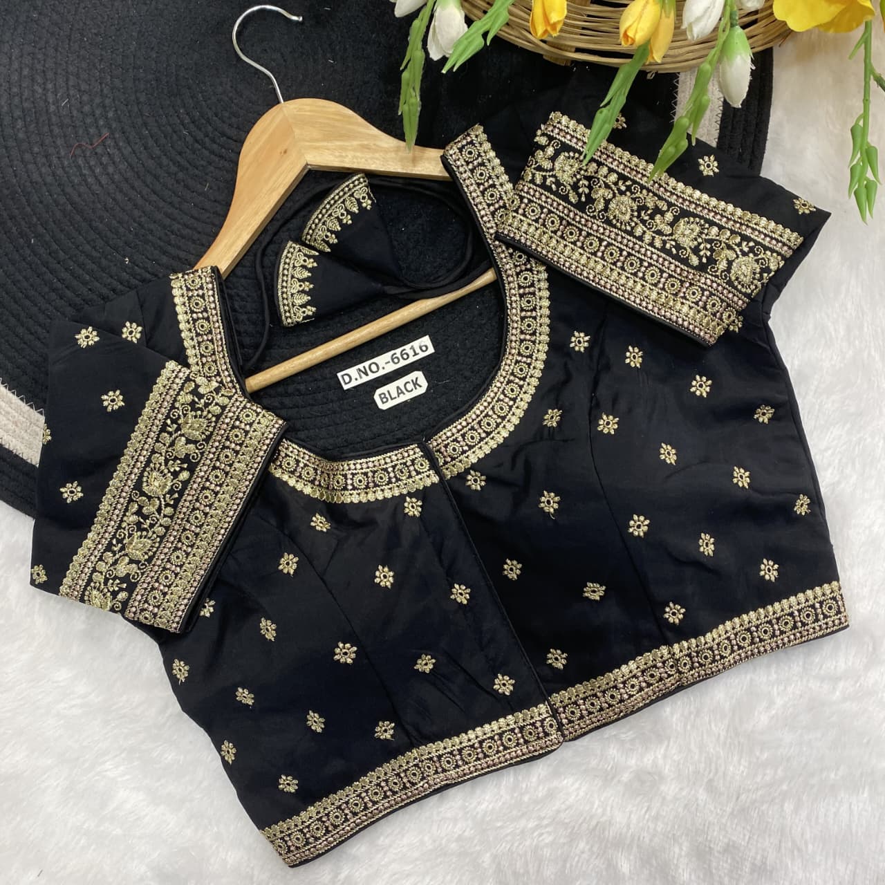 Slub silk embroidery ready made blouse