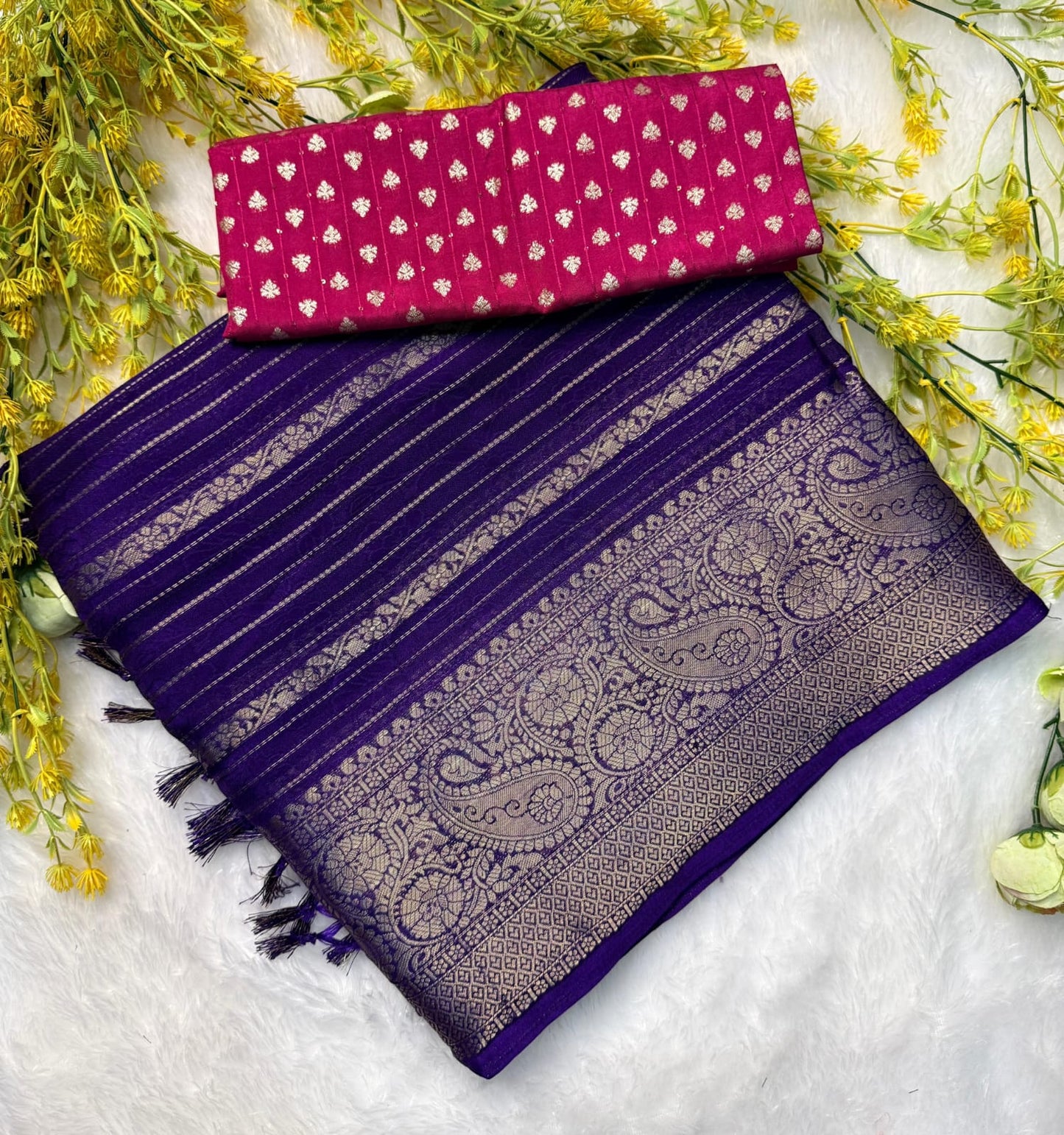 Soft  marsh melon sarees  with pen self jequrd design