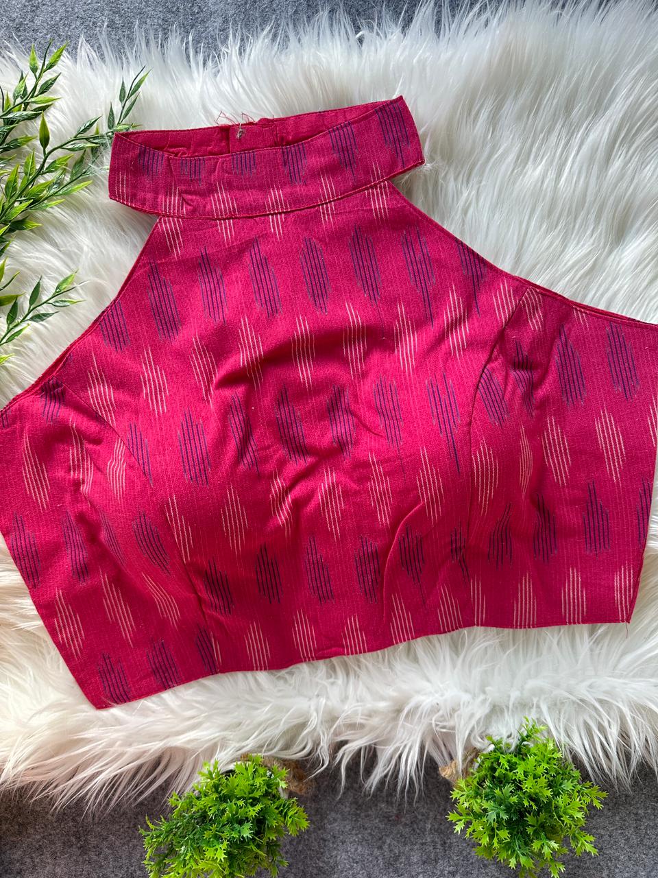 Premium ikkat cotton ready made blouse