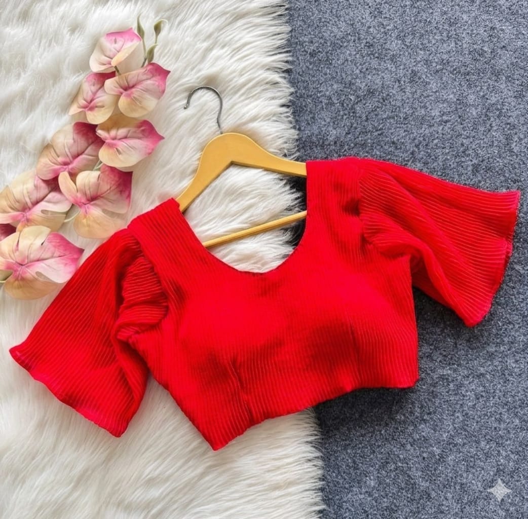 Light weight crush fabric pattern ready made blouse