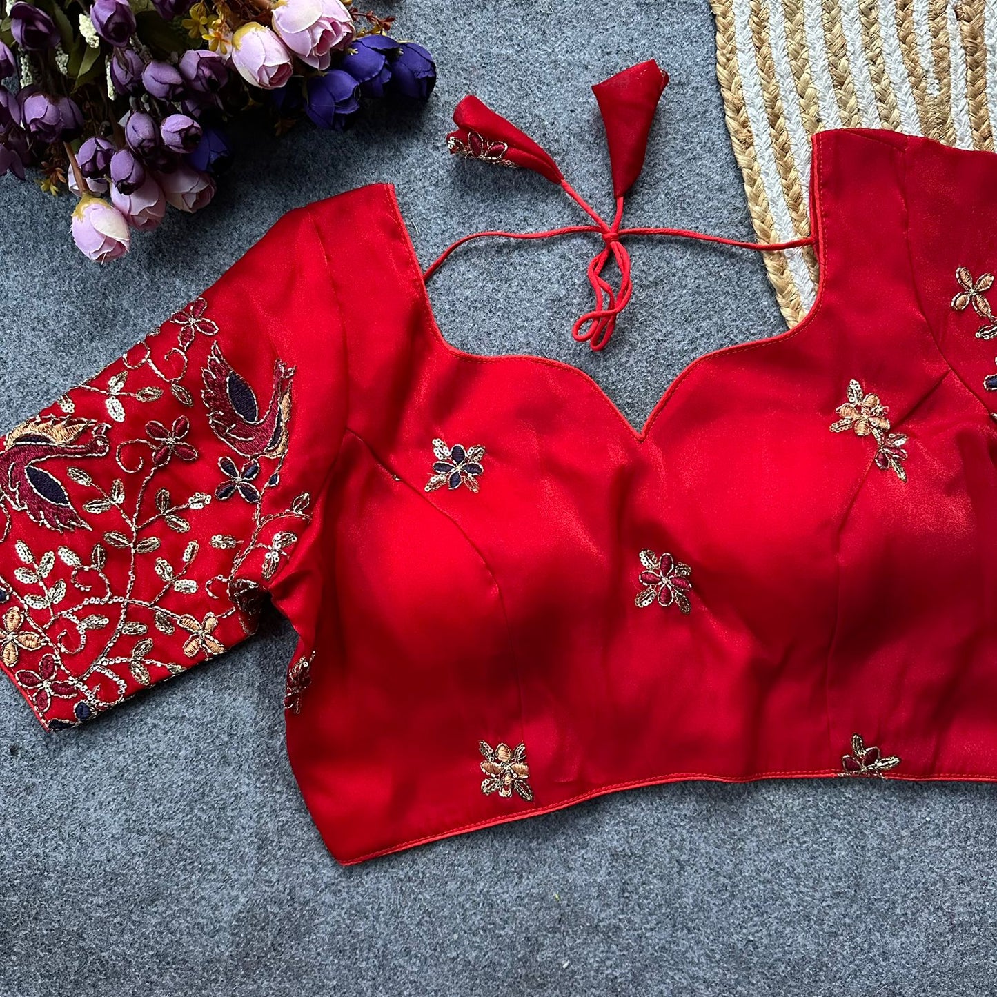Presenting multi sequins work ready made blouse