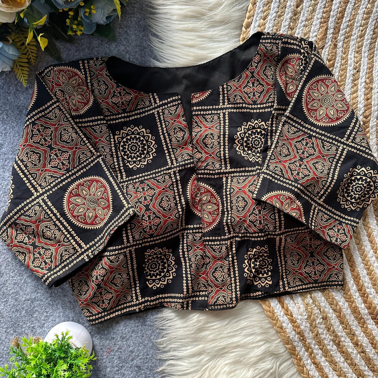 Ajrakh Cotton ready made blouse