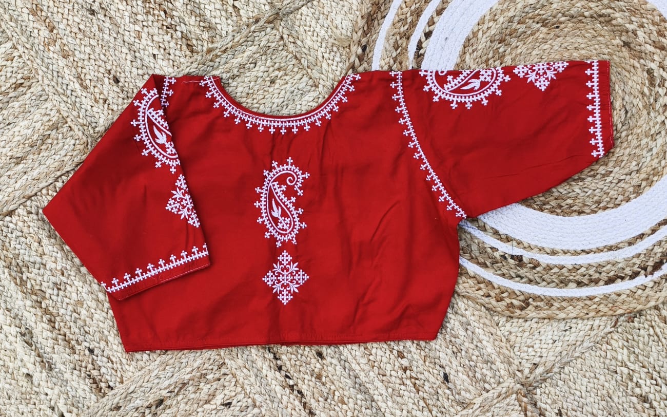 Kalka Embroidery Malai Cotton - Premium Readymade Blouse