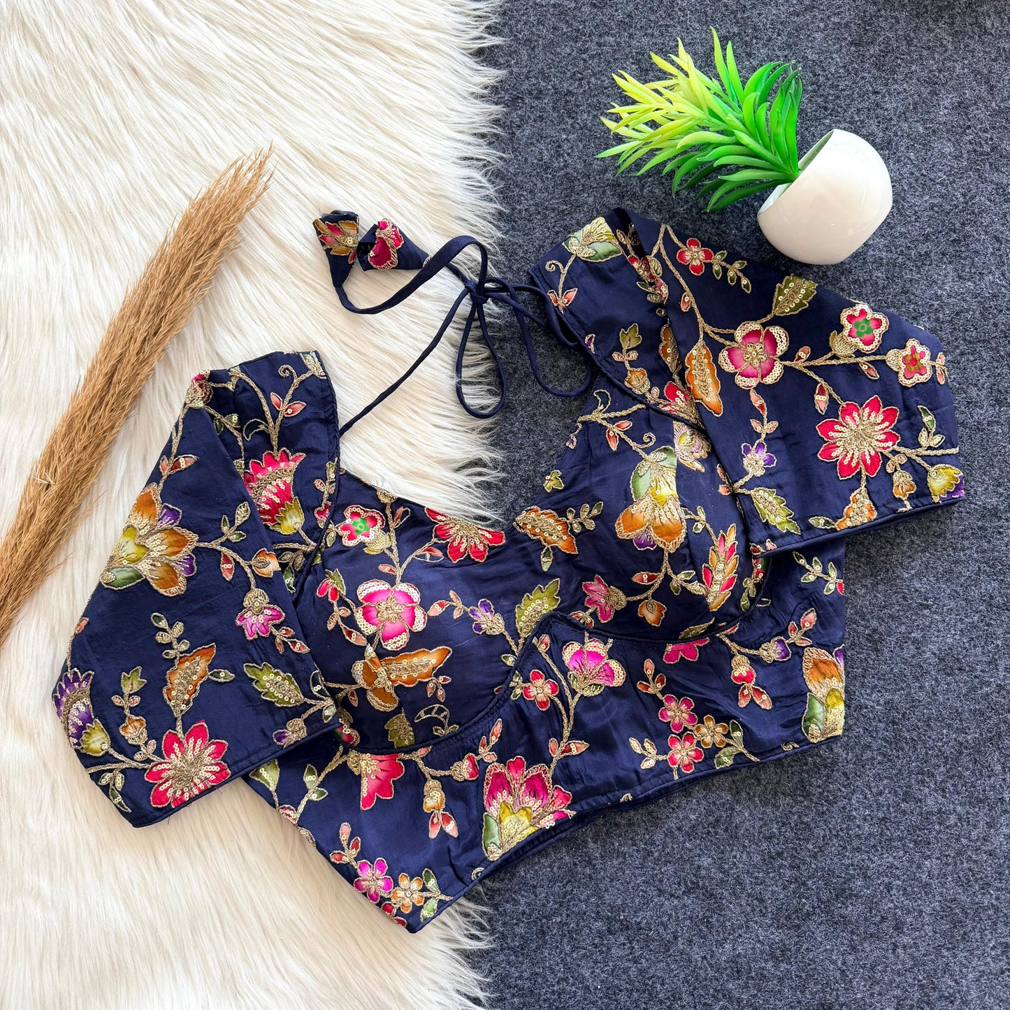 Beautiful flower print all over ready made blouse