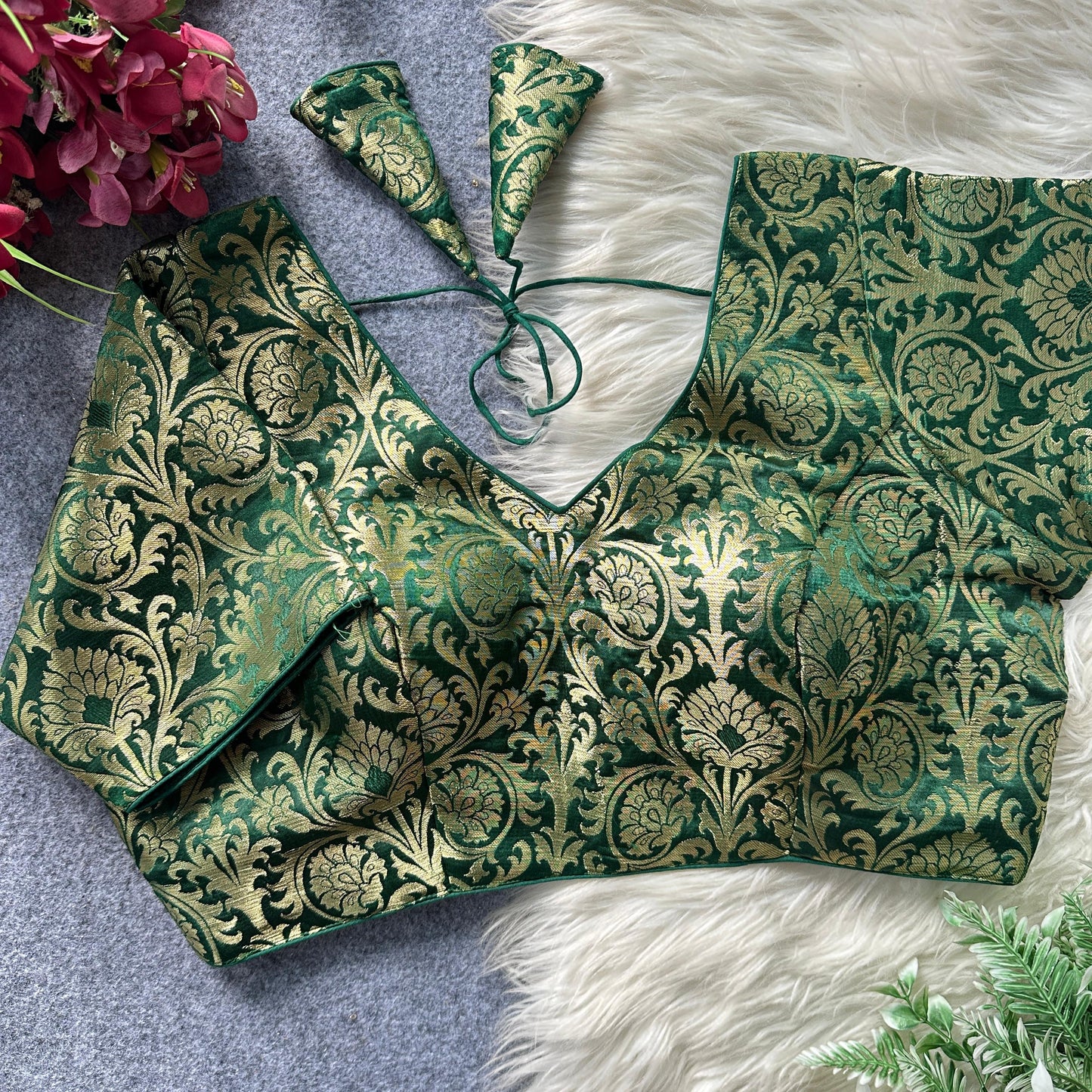 Jacquard silk ready made blouse