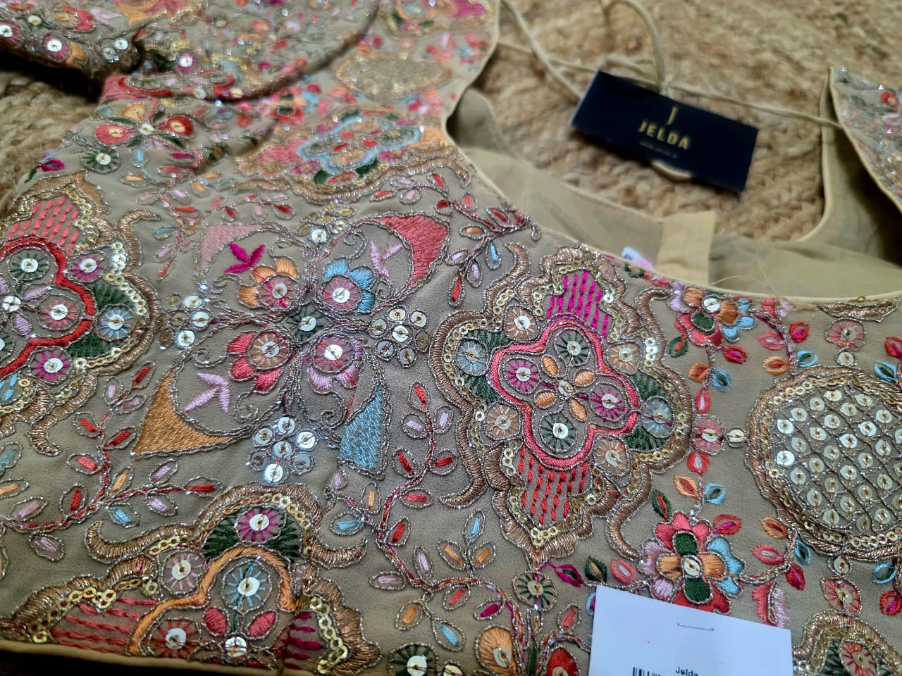 Beautiful Georgette fabric with multi colour embroidery work ready made blouse