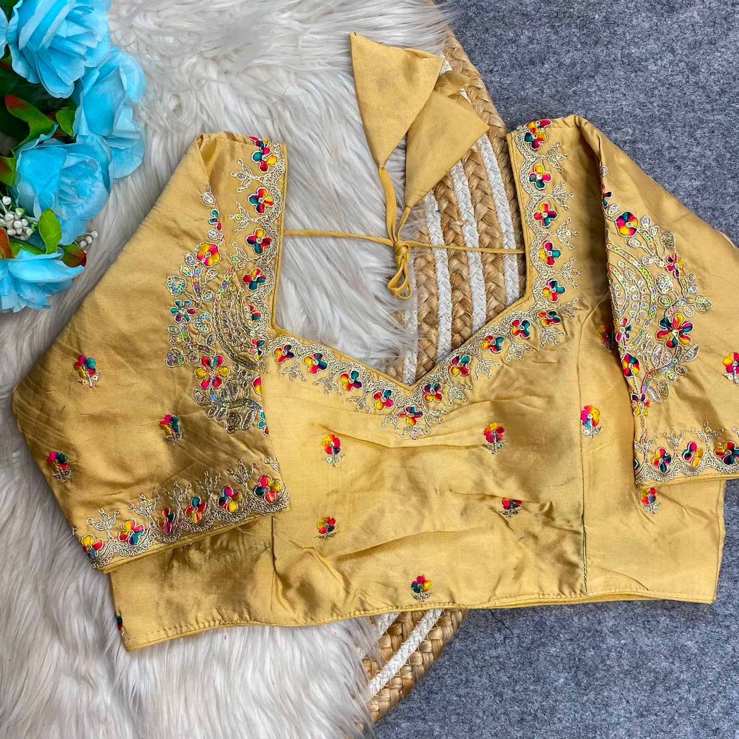 Heavy Embroidery Work ready made blouse