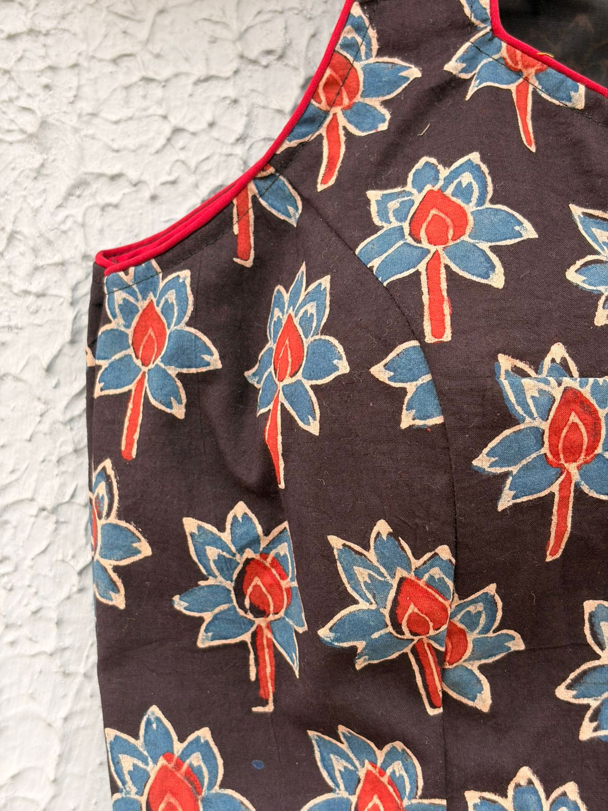 Pure handblock ajrakh halter neck designer blouse