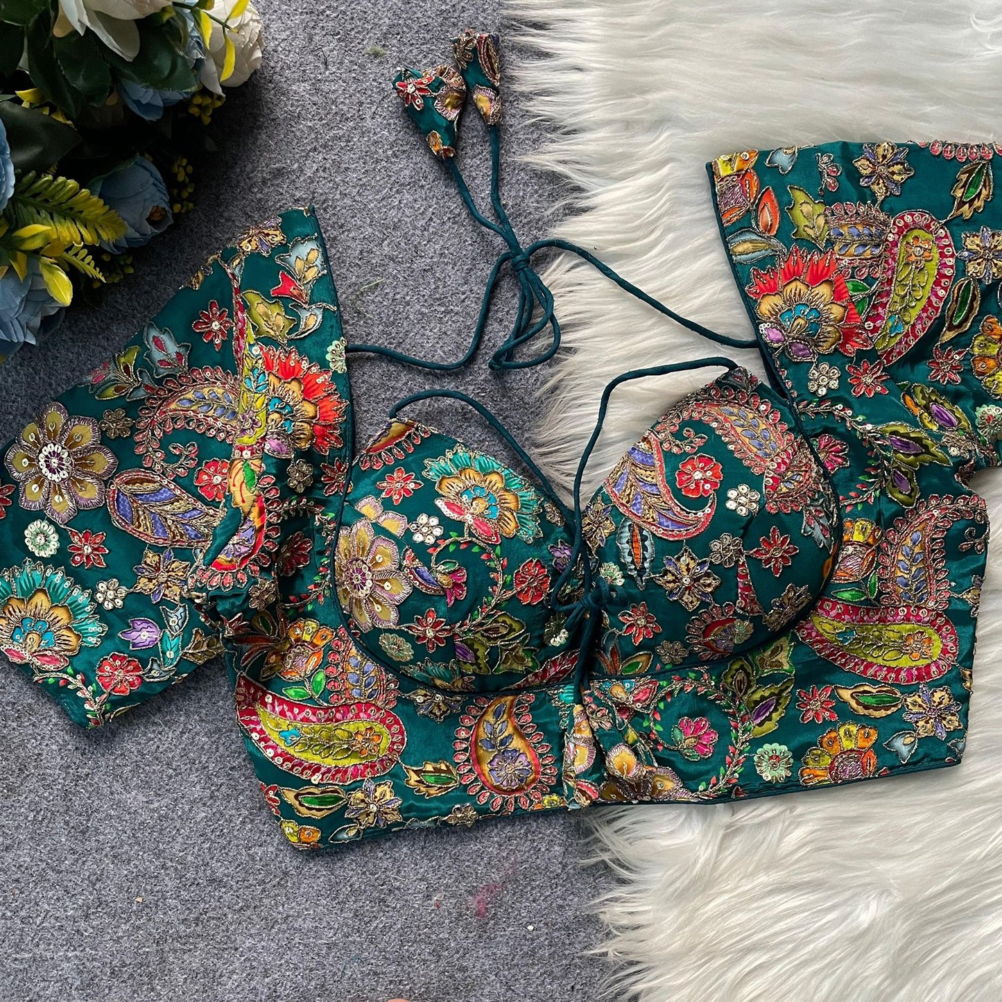 Heavy Pure Crepe ready made blouse