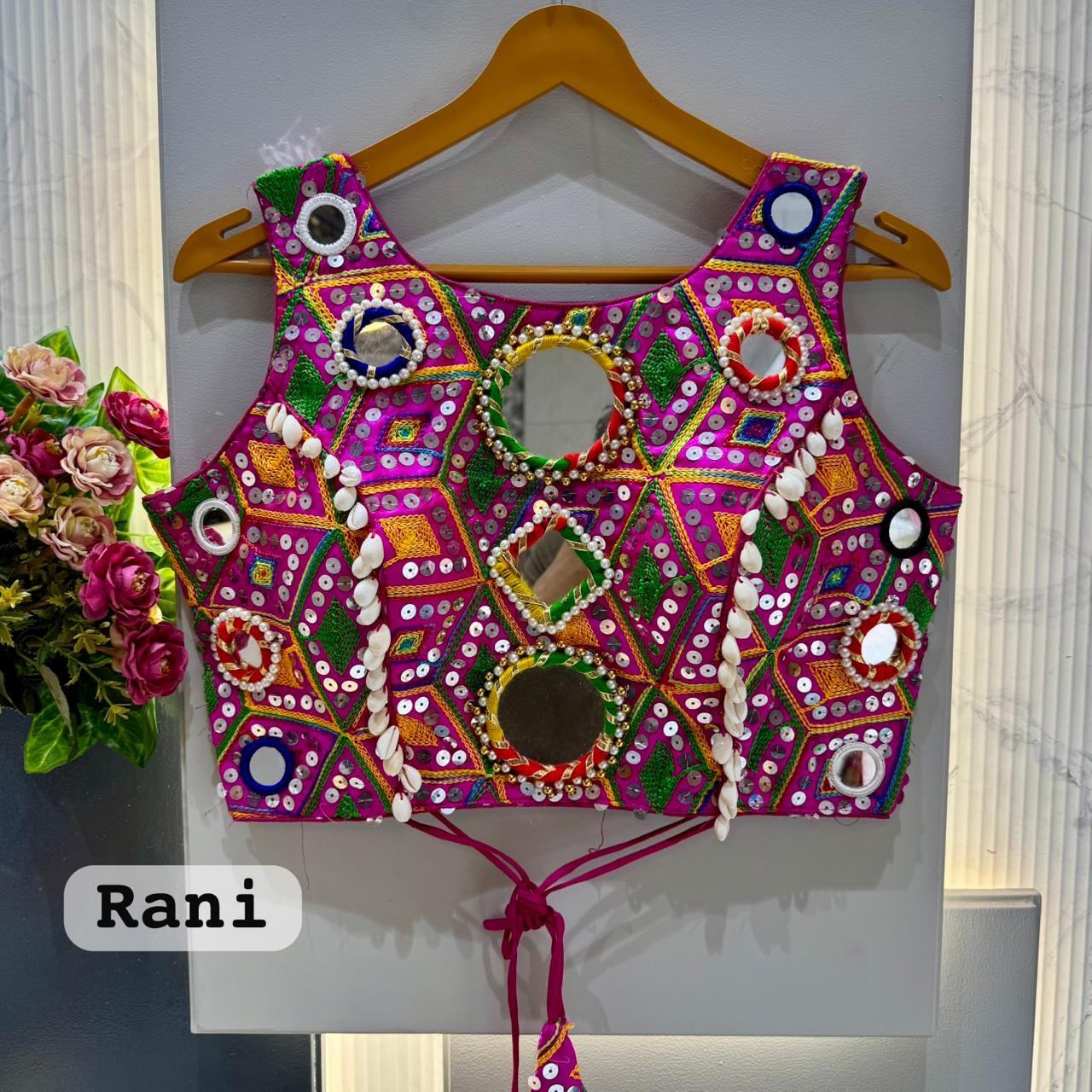 Heavy thread sequins & hand mirror work ready made blouse