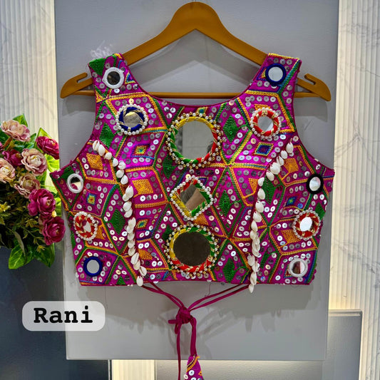 Heavy thread sequins & hand mirror work ready made blouse