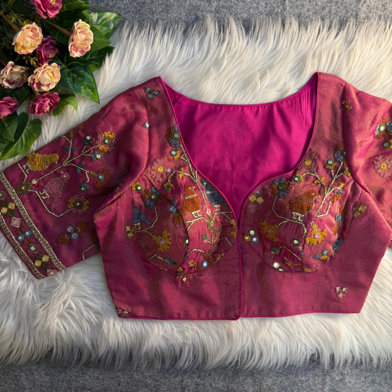 Heavy pure soft viscous cosmos silk ready made blouse