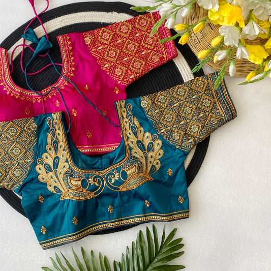 Silk Hand Work Fancy ready made blouse