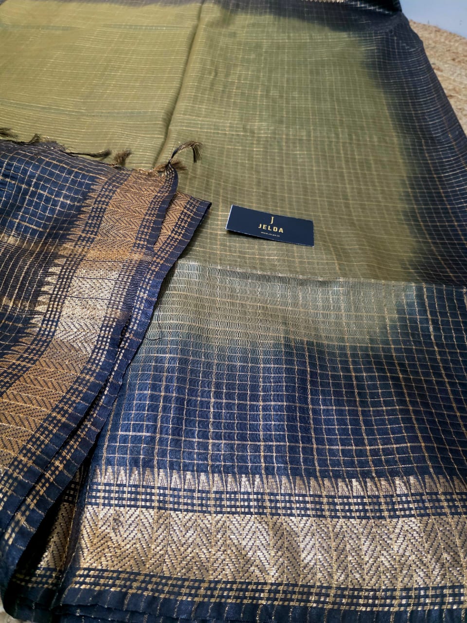 Kota soft golden border saree With contrast running blouse