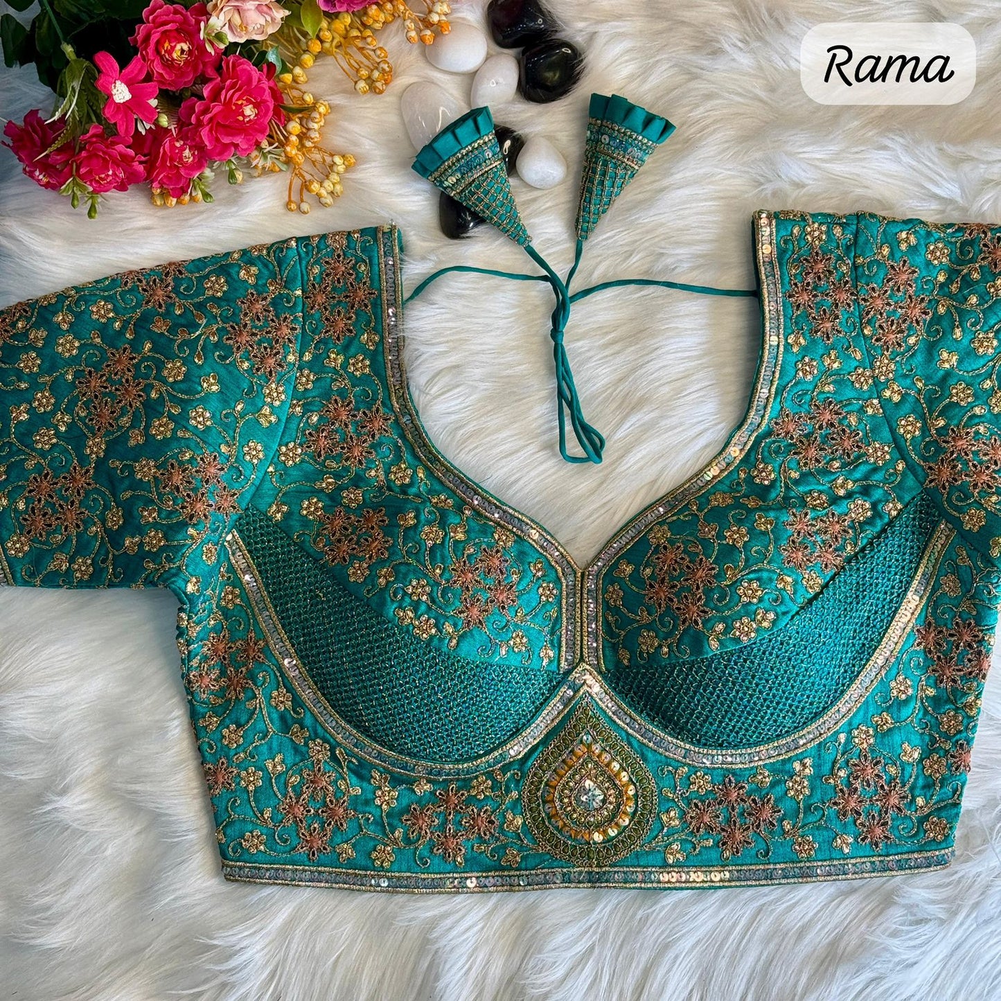 Heavy Codding Embroidery + Thread & Sequins Work Ready Made Blouse