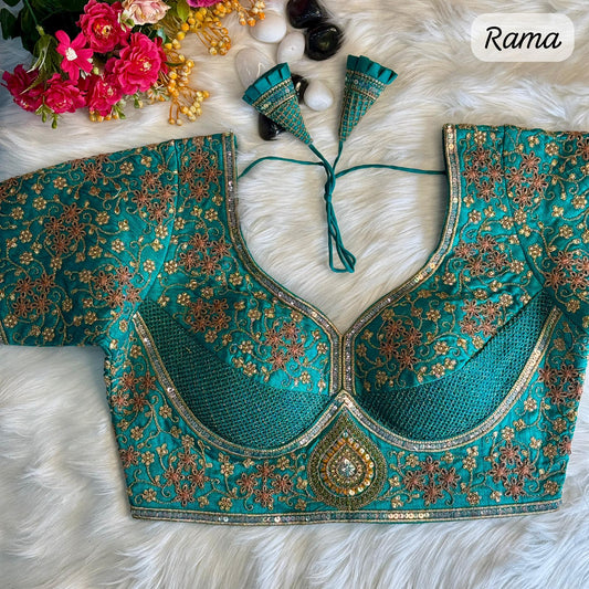 Heavy Codding Embroidery + Thread & Sequins Work Ready Made Blouse