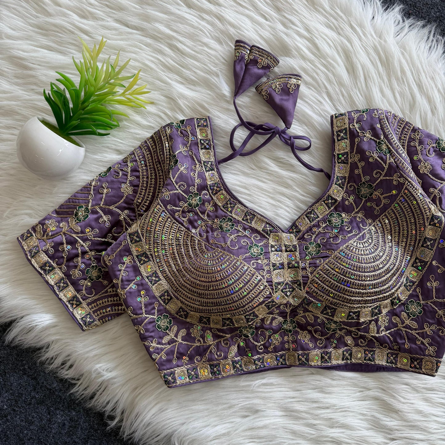 A beautiful work with sequins all over ready made blouse