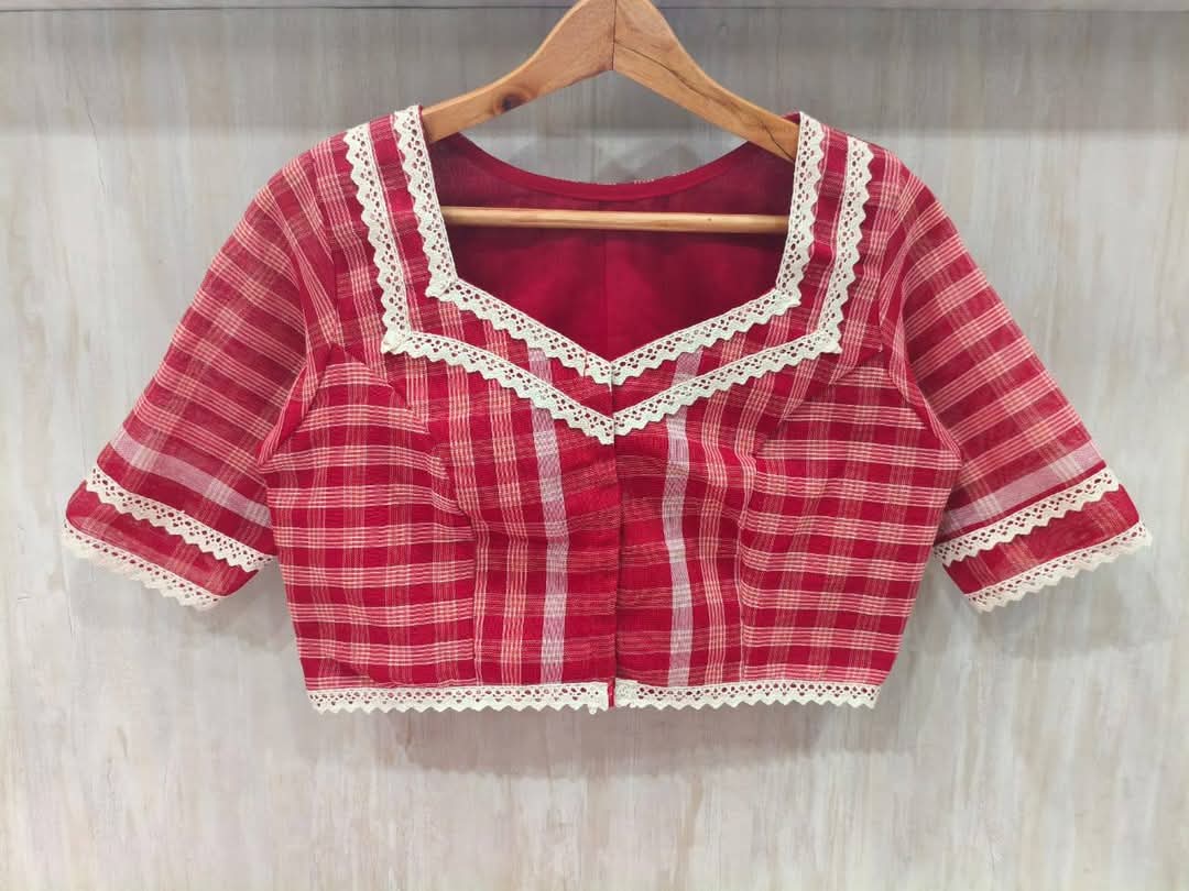 Cotton with lace work ready made blouse